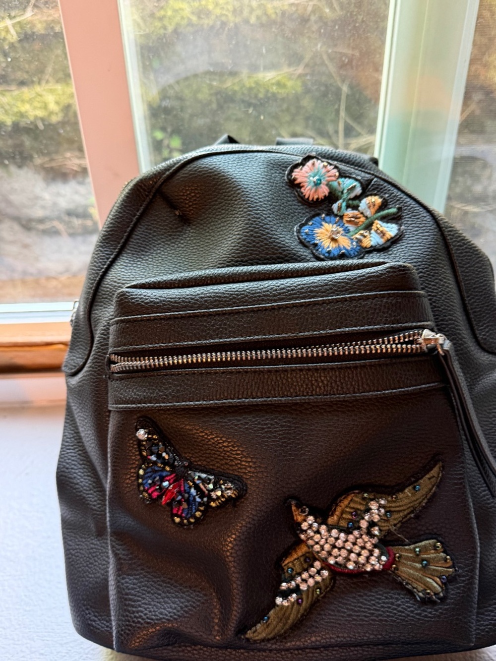 Mini black leather backpack from Nordstrom